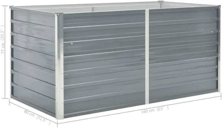 Hochbeet 160 x 80 x 77 cm Verzinkter Stahl Gartenbeet Pflanzbeet Frühbeet Grau – Bild 8