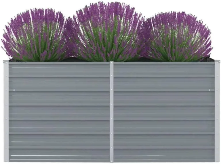Hochbeet 160 x 80 x 77 cm Verzinkter Stahl Gartenbeet Pflanzbeet Frühbeet Grau – Bild 1