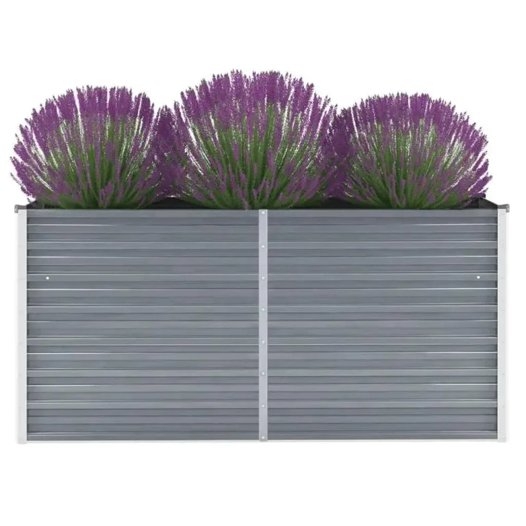 Myheimly Garten-Hochbeet Verzinkter Stahl Gartenbeet Pflanzbeet Frühbeet 100x40x77 cm Grau – Bild 10