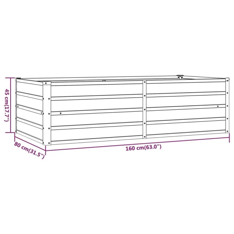 Myheimly Hochbeet, Hochbeet für Garten Balkon Terrasse, Kräuterhochbeet zum Selber Bauen, Gemüsebeet Pflanzkübel aus Metall, Grau Cortenstahl 160 x 80 x 45 cm – Bild 7