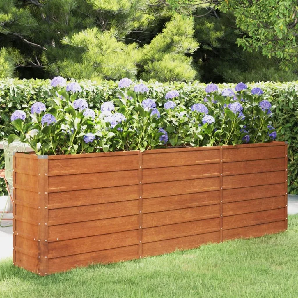 Myheimly Hochbeet, Hochbeet für Garten Balkon Terrasse, Kräuterhochbeet zum Selber Bauen, Gemüsebeet Pflanzkübel aus Metall, Grau Cortenstahl 240 x 40 x 77 cm - Bild 1