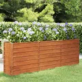 Myheimly Hochbeet, Hochbeet für Garten Balkon Terrasse, Kräuterhochbeet zum Selber Bauen, Gemüsebeet Pflanzkübel aus Metall, Grau Cortenstahl 240 x 40 x 77 cm - Thumbnail 1