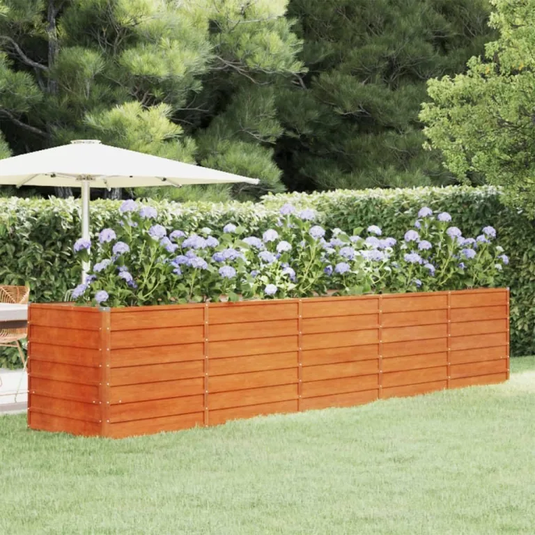 Myheimly Hochbeet, Hochbeet für Garten Balkon Terrasse, Kräuterhochbeet zum Selber Bauen, Gemüsebeet Pflanzkübel aus Metall, Grau Cortenstahl 160 x 40 x 77 cm – Bild 9