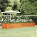 Myheimly Hochbeet, Hochbeet für Garten Balkon Terrasse, Kräuterhochbeet zum Selber Bauen, Gemüsebeet Pflanzkübel aus Metall, Grau Cortenstahl 400 x 80 x 45 cm - Thumbnail 1