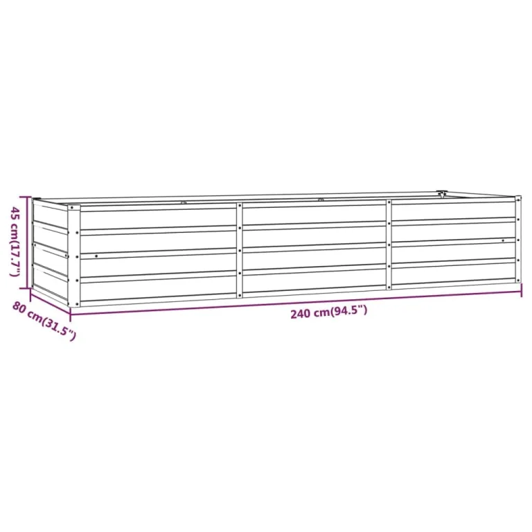 Myheimly Hochbeet, Hochbeet für Garten Balkon Terrasse, Kräuterhochbeet zum Selber Bauen, Gemüsebeet Pflanzkübel aus Metall, Grau Cortenstahl 240 x 80 x 45 cm – Bild 8