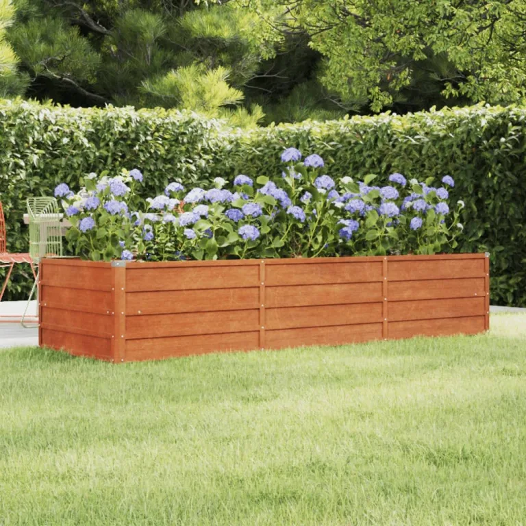 Myheimly Hochbeet, Hochbeet für Garten Balkon Terrasse, Kräuterhochbeet zum Selber Bauen, Gemüsebeet Pflanzkübel aus Metall, Grau Cortenstahl 240 x 80 x 45 cm – Bild 1