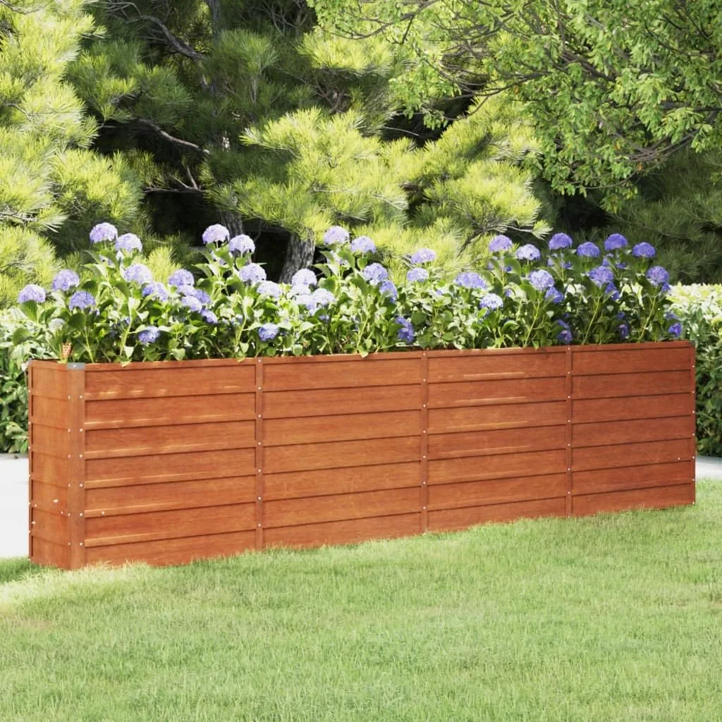Hochbeet, Hochbeet für Garten Balkon Terrasse, Kräuterhochbeet zum Selber Bauen, Gemüsebeet Pflanzkübel aus Metall, Grau Cortenstahl 320 x 40 x 77 cm - Bild 1