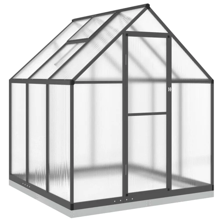 IKAYAA Gewächshaus mit Fundamentrahmen Gewächshaus Aluminium für den Garten Treibhaus Gartenhaus Winterfest Aufzucht Tomatenhaus Frühbeet und Pflanzenhaus-Anthrazit-169 x 169 x 202 cm – Bild 2