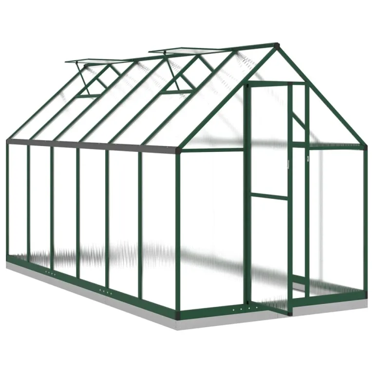 IKAYAA Gewächshaus mit Fundamentrahmen Gewächshaus Aluminium für den Garten Treibhaus Gartenhaus Winterfest Aufzucht Tomatenhaus Frühbeet und Pflanzenhaus-Grün-334 x 169 x 202 cm – Bild 6
