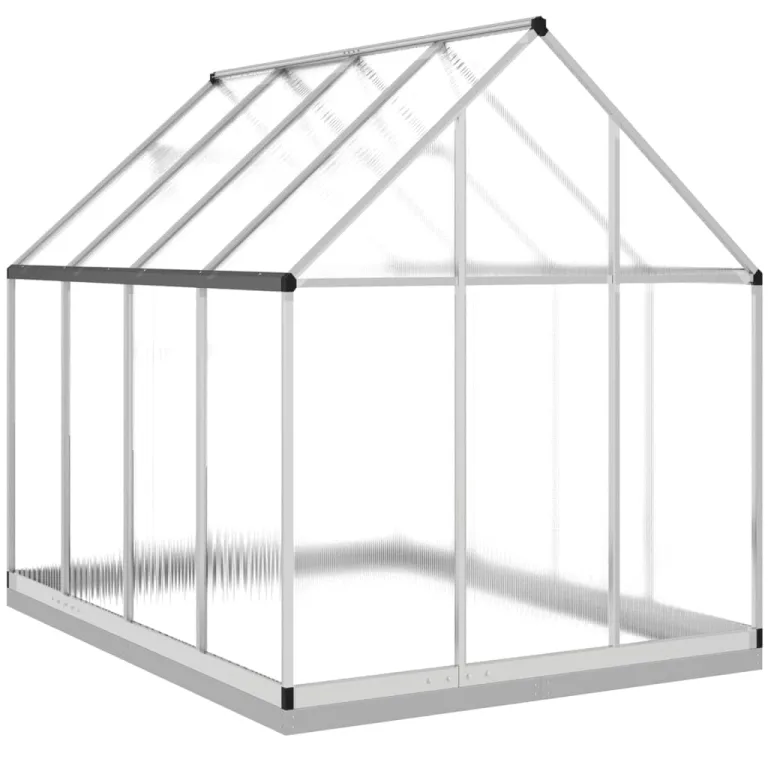 IKAYAA Gewächshaus mit Fundamentrahmen Gewächshaus Aluminium für den Garten Treibhaus Gartenhaus Winterfest Aufzucht Tomatenhaus Frühbeet und Pflanzenhaus-Silber-224 x 169 x 202 cm – Bild 5