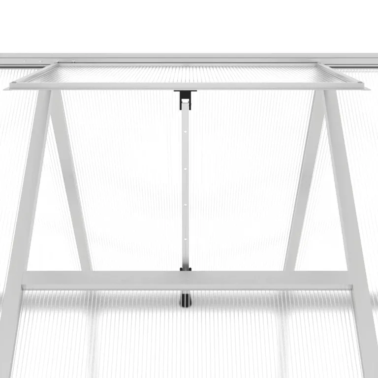 IKAYAA Gewächshaus mit Fundamentrahmen Gewächshaus Aluminium für den Garten Treibhaus Gartenhaus Winterfest Aufzucht Tomatenhaus Frühbeet und Pflanzenhaus-Silber-224 x 169 x 202 cm – Bild 9