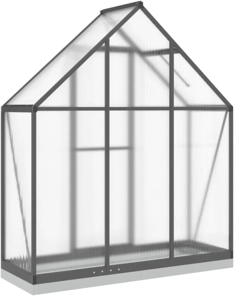 IKAYAA Gewächshaus mit Fundamentrahmen Gewächshaus Aluminium für den Garten Treibhaus Gartenhaus Winterfest Aufzucht Tomatenhaus Frühbeet und Pflanzenhaus-Anthrazit-169 x 58 x 202 cm – Bild 6