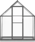 IKAYAA Gewächshaus mit Fundamentrahmen Gewächshaus Aluminium für den Garten Treibhaus Gartenhaus Winterfest Aufzucht Tomatenhaus Frühbeet und Pflanzenhaus-Anthrazit-169 x 58 x 202 cm - Thumbnail 4