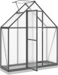 IKAYAA Gewächshaus mit Fundamentrahmen Gewächshaus Aluminium für den Garten Treibhaus Gartenhaus Winterfest Aufzucht Tomatenhaus Frühbeet und Pflanzenhaus-Anthrazit-169 x 58 x 202 cm - Thumbnail 7