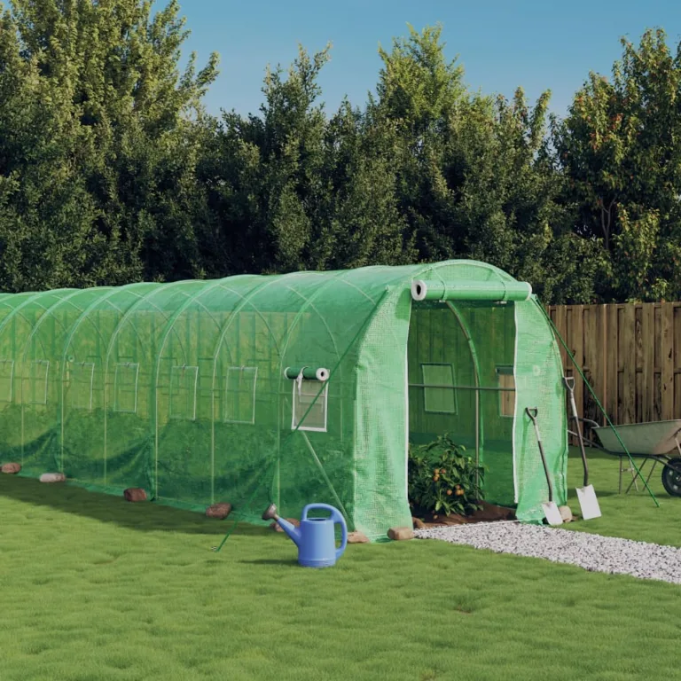 IKAYAA Folientunnel Gewächshaus 6 x 2 x 2 m Foliengewächshaus Gewächshaus Tomatengewächshaus Treibhaus Folientunnel, Fenster mit Insektenschutz, für Tomaten Weiß – Bild 9