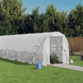 IKAYAA Folientunnel Gewächshaus 6 x 2 x 2 m Foliengewächshaus Gewächshaus Tomatengewächshaus Treibhaus Folientunnel, Fenster mit Insektenschutz, für Tomaten Weiß - Thumbnail 1