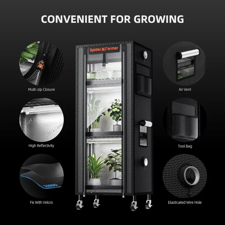 Spider Farmer 2025 Pflanzenständer Grow Lampe Kit, 4 Etagen Pflanze Regal mit 6 Stück 30cm Vollspektrum LED Lights und GrowZelt für Seed Starting Pflanzen Wachstum 40x30x120CM – Bild 6