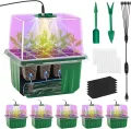 Selbstbewässerndes Saatgut-Startertablett mit zeitgesteuertem Wachstumslicht, 6 Packungen Pflanzen-Starter-Set mit Feuchtigkeitskuppeln, Mini-Gewächshaus für den Innenbereich, für - Thumbnail 1