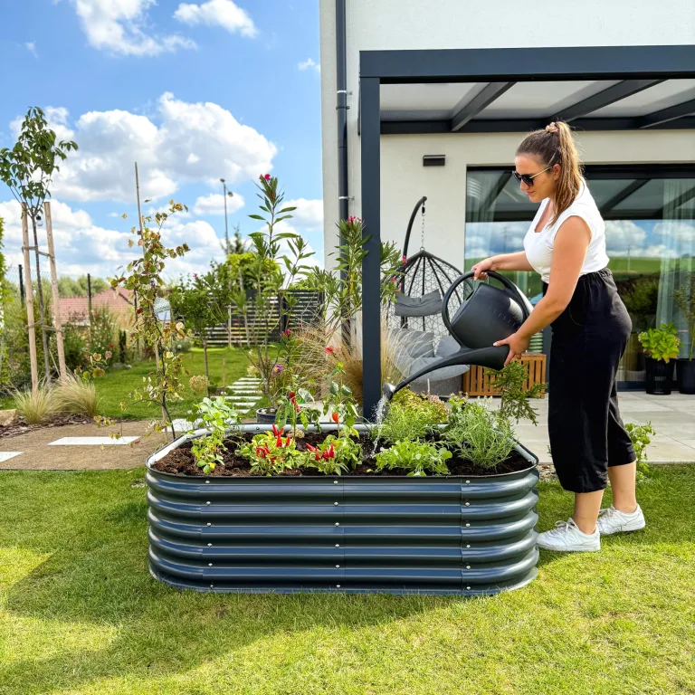 UNIGARDIA Hochbeet aus Metall 200x60x43 cm - Modulares 6-in-1 Hochbeete-Kit - Rostfreie Hochbeete für Garten aus Premium Zn-Al-Mg Stahl - Min. 20 Jahre Lebensdauer - 43 cm Hoch Gemüsebeet, Anthrazit – Bild 2