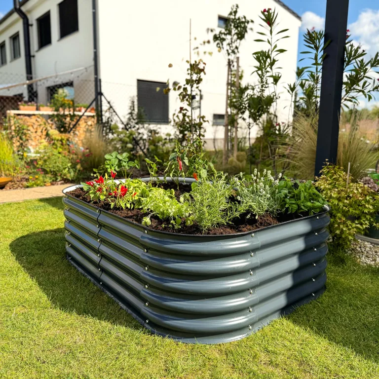 UNIGARDIA Hochbeet aus Metall 200x60x43 cm - Modulares 6-in-1 Hochbeete-Kit - Rostfreie Hochbeete für Garten aus Premium Zn-Al-Mg Stahl - Min. 20 Jahre Lebensdauer - 43 cm Hoch Gemüsebeet, Anthrazit – Bild 5