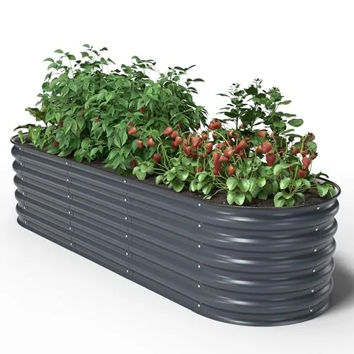 UNIGARDIA Hochbeet aus Metall 200x60x43 cm - Modulares 6-in-1 Hochbeete-Kit - Rostfreie Hochbeete für Garten aus Premium Zn-Al-Mg Stahl - Min. 20 Jahre Lebensdauer - 43 cm Hoch Gemüsebeet, Anthrazit – Bild 10