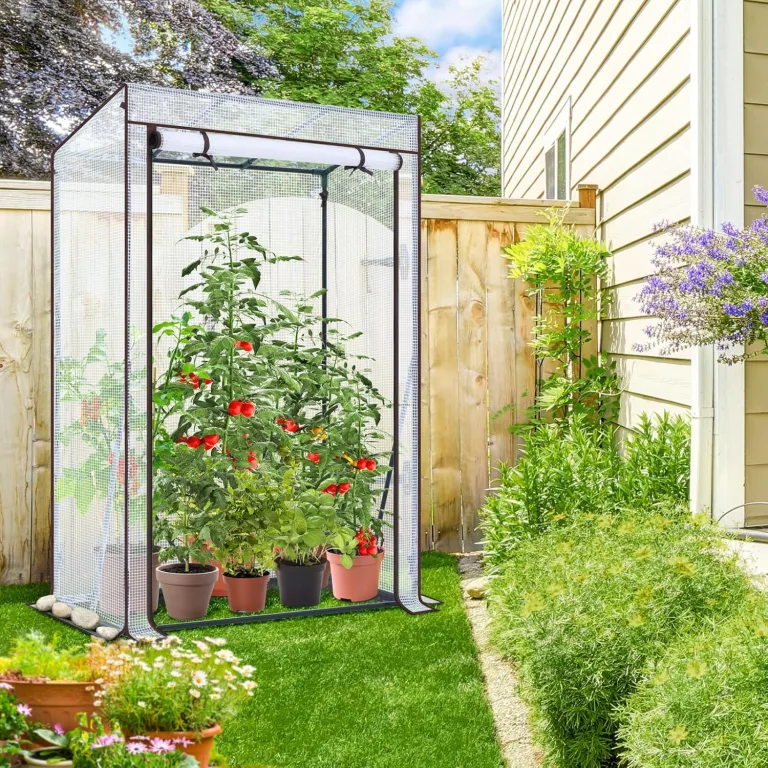 Ohuhu Gewächshaus klein Premium Foliengewächshaus Tomatengewächshaus für Balkon, Tomatenhaus Treibhaus Gewächshaus Balkon überwinterungszelt für Pflanzen, Stabil Winterfest Weiß 100x50x152 cm – Bild 2