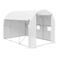 Outsunny Garten-Gewächshaus, 6 m², 3 x 2 m, mit 1 Tür + 2 aufrollbaren Seitenwänden mit Reißverschluss, 6 Fenster, verzinkter Stahl, Polyethylen, hohe Dichte, 140 g/m², UV-Schutz, Weiß - Thumbnail 1