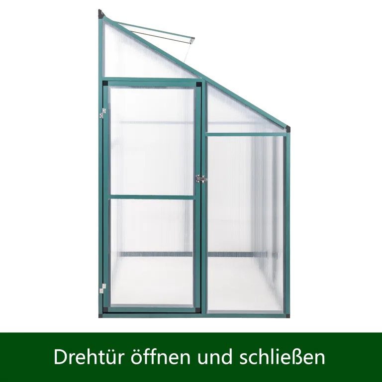 Aluminium Anlehngewächshaus Beistell Tomatengewächshaus klein Gewächshaus Dreitürig Treibhaus Ohne Rückwand 182x122X195 cm grün – Bild 3
