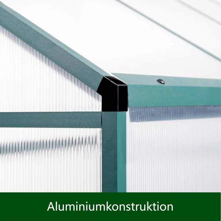 Aluminium Anlehngewächshaus Beistell Tomatengewächshaus klein Gewächshaus Dreitürig Treibhaus Ohne Rückwand 182x122X195 cm grün – Bild 6
