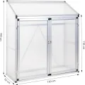 Aluminium Anlehngewächshaus Beistell Tomatengewächshaus klein Gewächshaus Dreitürig Treibhaus 140x52x130 cm Silber - Thumbnail 2