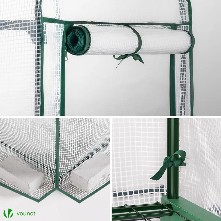 VOUNOT® Gewächshaus Foliengewächshaus, 4 Etagen Treibhaus Gartenhäuschen für Balkon mit 4 Regalebenen, Tomatenhaus Tomatengewächshaus, Weiß 69x49x160cm – Bild 6