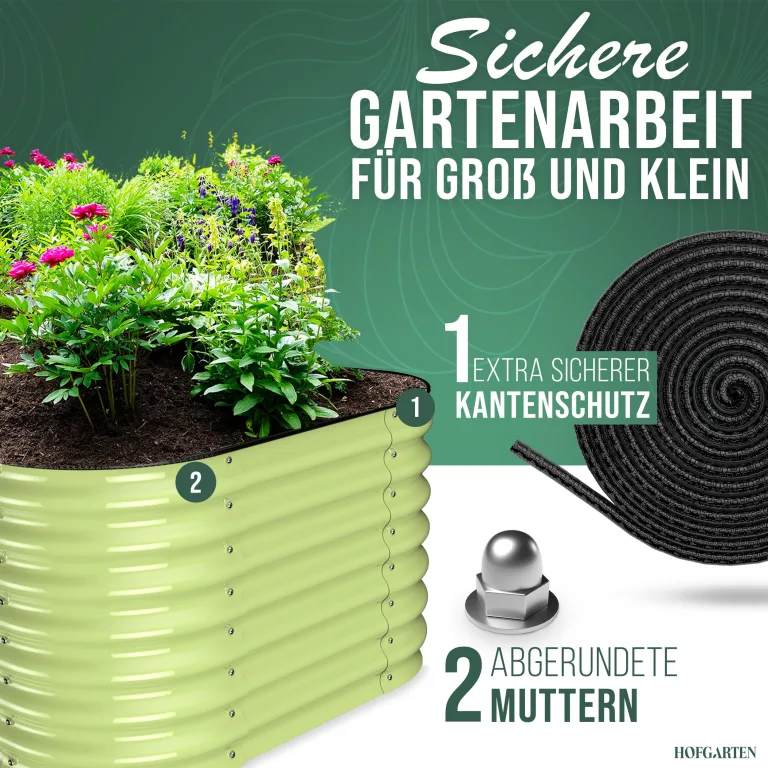 HOFGARTEN Hochbeet Metall 200x60x60 cm - Hochwertiges Gartenbeet aus Zn-Al-Mg Stahl - wetterfest & rostgeschützt - Modularer 6-in-1 Bausatz QuickGrow Plus (Salbei) – Bild 7