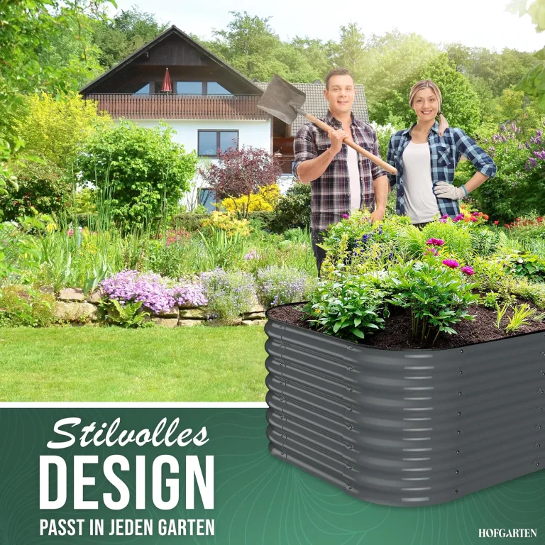200x60x60 cm Hochbeet Metall I 6-in-1 Gartenbeet aus verzinktem Stahl I Pflanzbeet wetterfest & rostfrei I Ovales Gemüsebeet für Garten & Terasse I Hochbeet Bausatz ohne Boden (Anthrazit) – Bild 6