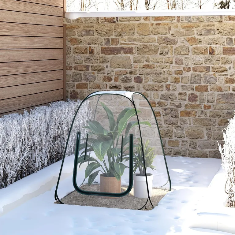 WOLTU Pop-up Mini-Gewächshaus, aus wasserdichtem PVC-Material, Feuchtigkeit im Sommer und Wärme im Winter aufrechterhalten, innen und außen verwendbar, 70 x 70 x 80 cm, transparent – Bild 7