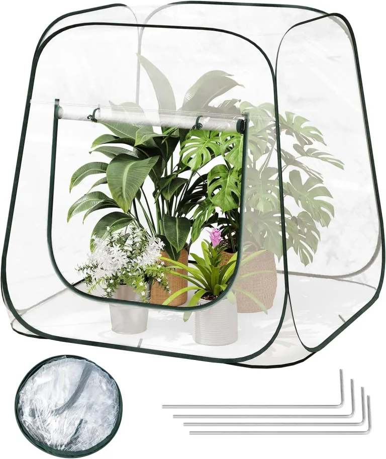 WOLTU Pop-up Mini-Gewächshaus, aus wasserdichtem PVC-Material, Feuchtigkeit im Sommer und Wärme im Winter aufrechterhalten, innen und außen verwendbar, 70 x 70 x 80 cm, transparent – Bild 9