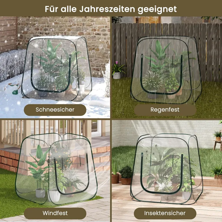 WOLTU Pop-up Mini-Gewächshaus, aus wasserdichtem PVC-Material, Feuchtigkeit im Sommer und Wärme im Winter aufrechterhalten, innen und außen verwendbar, 100 x 100 x 97 cm, transparent – Bild 5