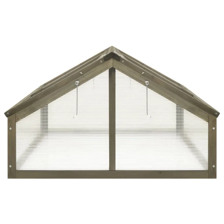 puraday Gewächshaus im Garten Grau 114x80x50 cm Tannenholz Gewächshaus Klein Frostschutz Pflanzen Winterschutz Gemüsehaus Treibhaus Winterfest Gerätehaus Tomatenhaus Offene Unterseite Klappdeckel – Bild 4