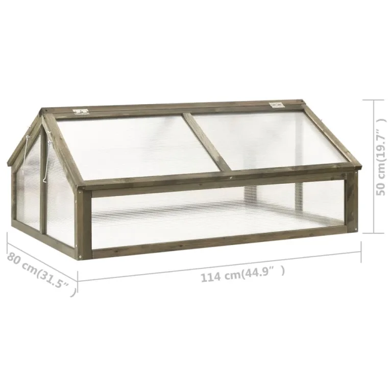 puraday Gewächshaus im Garten Grau 114x80x50 cm Tannenholz Gewächshaus Klein Frostschutz Pflanzen Winterschutz Gemüsehaus Treibhaus Winterfest Gerätehaus Tomatenhaus Offene Unterseite Klappdeckel – Bild 7