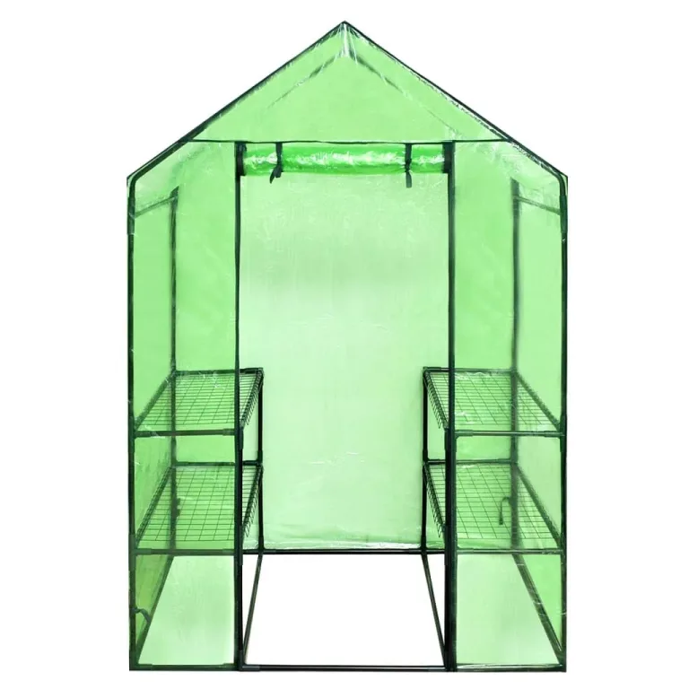puraday Gewächshaus im Garten 120x80x190 cm Begehbares Gewächshaus mit 4 Regalen Frostschutz Pflanzen Gemüsehaus Treibhaus Winterfest Gerätehaus Tomaten Gewächshaus 4 Regalen Reißfeste Abdeckung – Bild 2