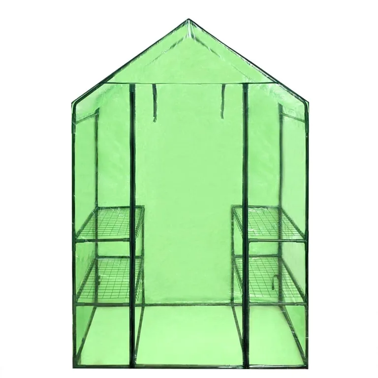 puraday Gewächshaus im Garten 120x80x190 cm Begehbares Gewächshaus mit 4 Regalen Frostschutz Pflanzen Gemüsehaus Treibhaus Winterfest Gerätehaus Tomaten Gewächshaus 4 Regalen Reißfeste Abdeckung – Bild 3