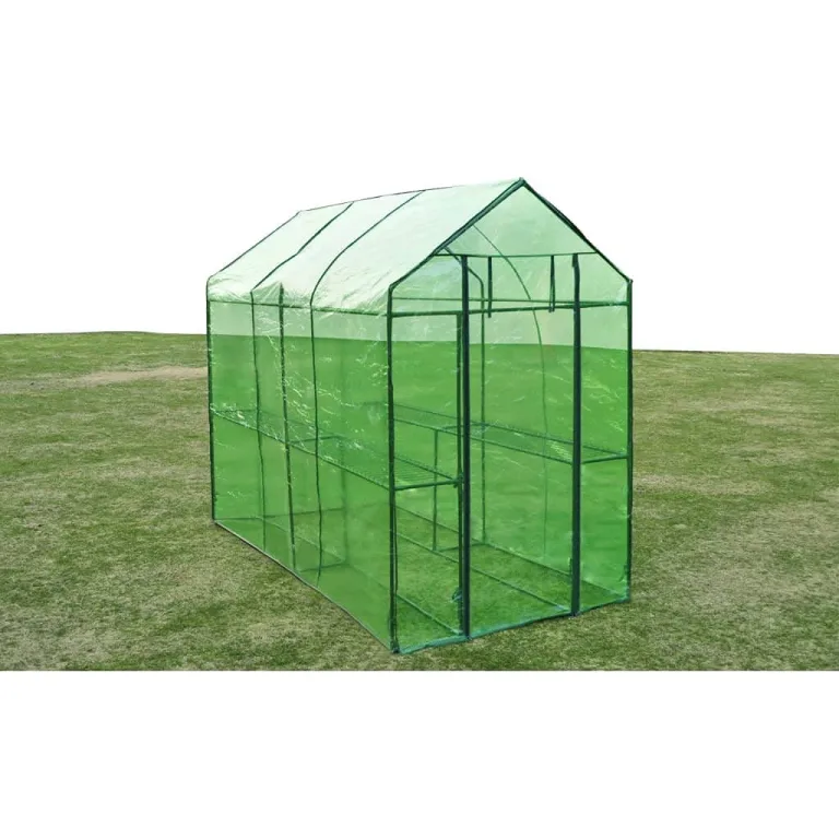 Puraday Gewächshaus Begehbar & Mobil 6x3x2 m - Stahlrahmen 18 m² Frostschutz Pflanzen Winterschutz Gemüsehaus Treibhaus Winterfest Gerätehaus Tomaten 8 Fenster – Bild 8
