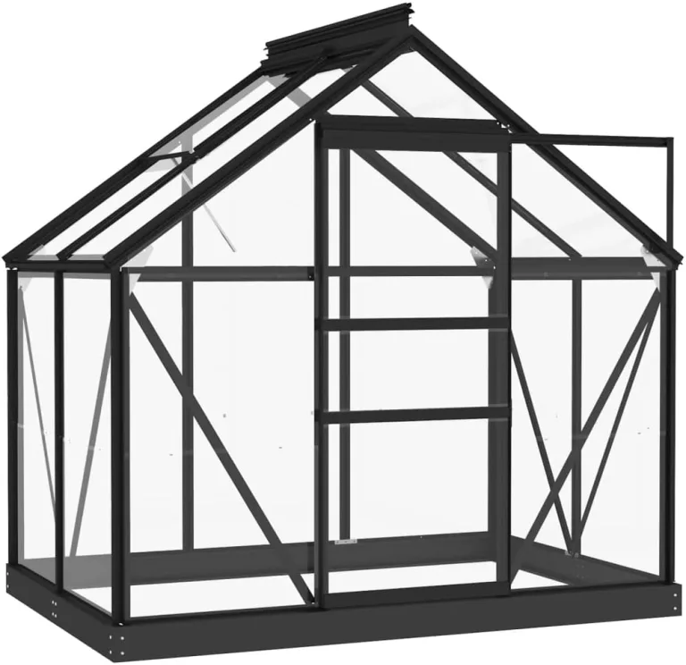 Gewächshaus im Garten Glas Anthrazit 155x103x191 cm Aluminium Gewächshaus Klein Frostschutz Pflanzen Winterschutz Gemüsehaus Treibhaus Gerätehaus Tomatenhaus UV-beständig&Wärmegedämmt – Bild 3
