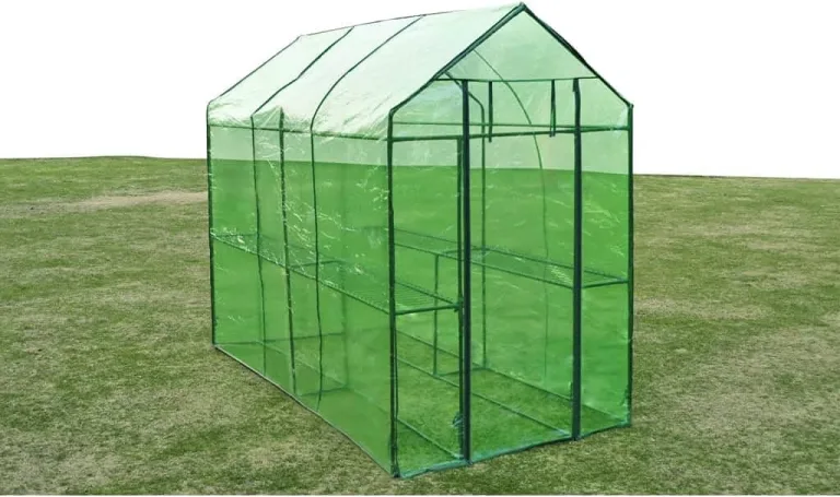 Gewächshaus im Garten 69x32x160 cm Gewächshaus mit 4 Regalen Frostschutz Pflanzen Winterschutz Gemüsehaus Treibhaus Winterfest Gerätehaus Tomaten Gewächshaus Winterschutzzelt 4 Regalen – Bild 9