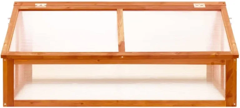 Gewächshaus im Garten Braun 114x80x50 cm Tannenholz Gewächshaus Klein Frostschutz Pflanzen Winterschutz Gemüsehaus Treibhaus Winterfest Gerätehaus Tomatenhaus Offene Unterseite Klappdeckel – Bild 4