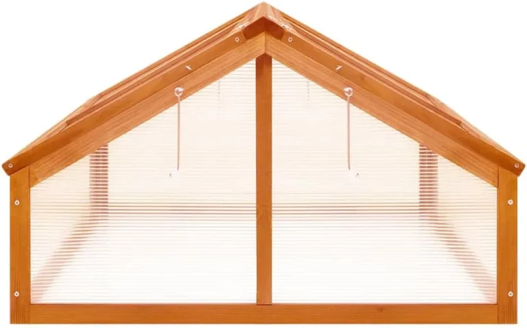 Gewächshaus im Garten Braun 114x80x50 cm Tannenholz Gewächshaus Klein Frostschutz Pflanzen Winterschutz Gemüsehaus Treibhaus Winterfest Gerätehaus Tomatenhaus Offene Unterseite Klappdeckel – Bild 5