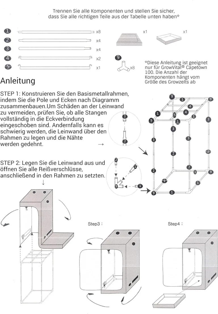 Growzelt für Pflanzen, Grow Box für Homegrow, Indoor Anbauzelt, Grow Tent mit Lichtdicht, Gewächshaus, schwarz, Pflanzzelt 60x60x160cm – Bild 8