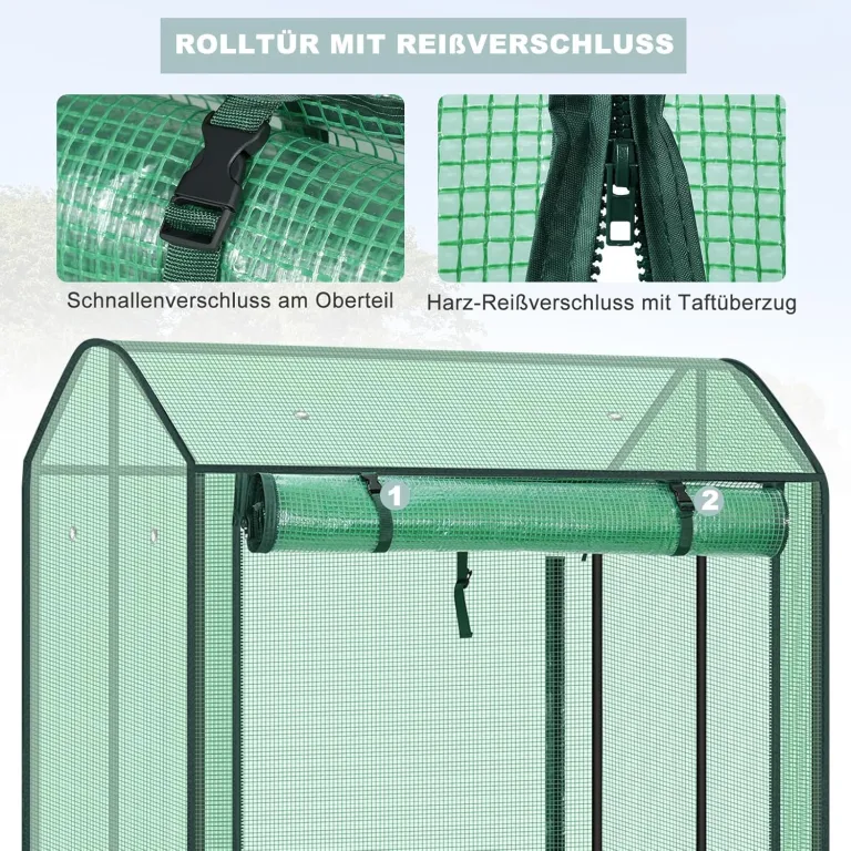 WOLTU Foliengewächshaus, Tomatengewächshaus für Kletterpflanzen, geeignet für Balkon, Terrasse, Hohebeetgärten und Garten, Grün – Bild 8