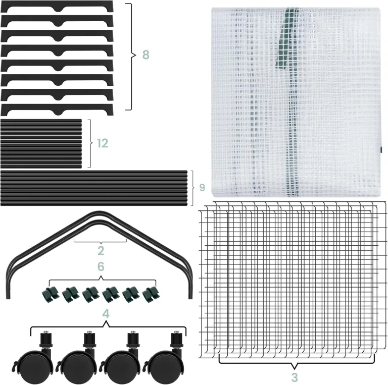 WOLTU Gewächshaus mit Rollen, Foliengewächshaus mit 4 Regalen, halbtransparentes Tomatengewächshaus mit aufrollbarer Tür, Winterschutz für Pflanzen, für Balkon Terrasse Garten, 70x50x131 cm, Weiß – Bild 9