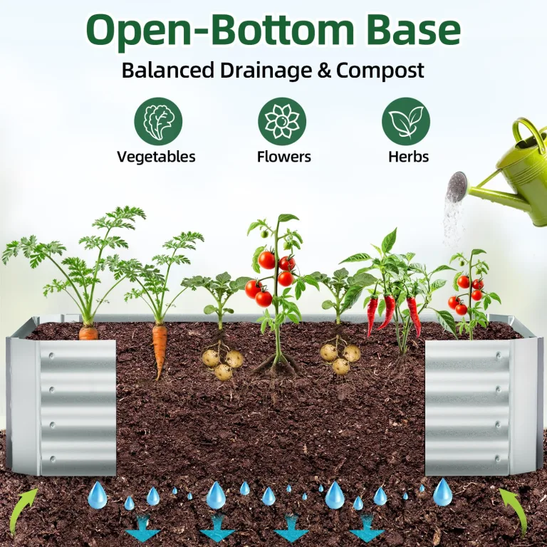 Ohuhu 3 in 1 Hochbeet Metall mit Gewächshaus Frühbeet & PVC Foliengewächshaus, Hochbeet Frühbeet mit Tomatenhaus Kräuterbeet mit Stahlrahmen Blumenkasten für Garten 120×60×30 cm – Bild 3
