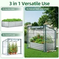 Ohuhu 3 in 1 Hochbeet Metall mit Gewächshaus Frühbeet & PVC Foliengewächshaus, Hochbeet Frühbeet mit Tomatenhaus Kräuterbeet mit Stahlrahmen Blumenkasten für Garten 120×60×30 cm - Thumbnail 2